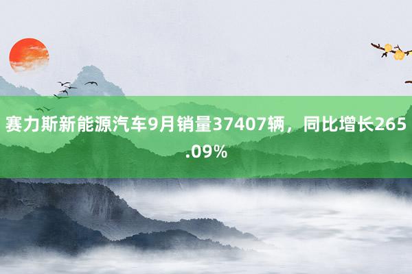 赛力斯新能源汽车9月销量37407辆，同比增长265.09%