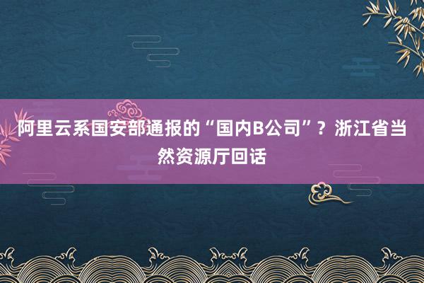 阿里云系国安部通报的“国内B公司”？浙江省当然资源厅回话