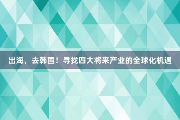 出海，去韩国！寻找四大将来产业的全球化机遇